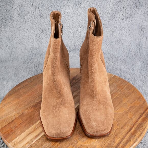 DOLCE VITA Womens Brown Padded Susann Square Toe Wedge Leather Booties 9 - Picture 2 of 9